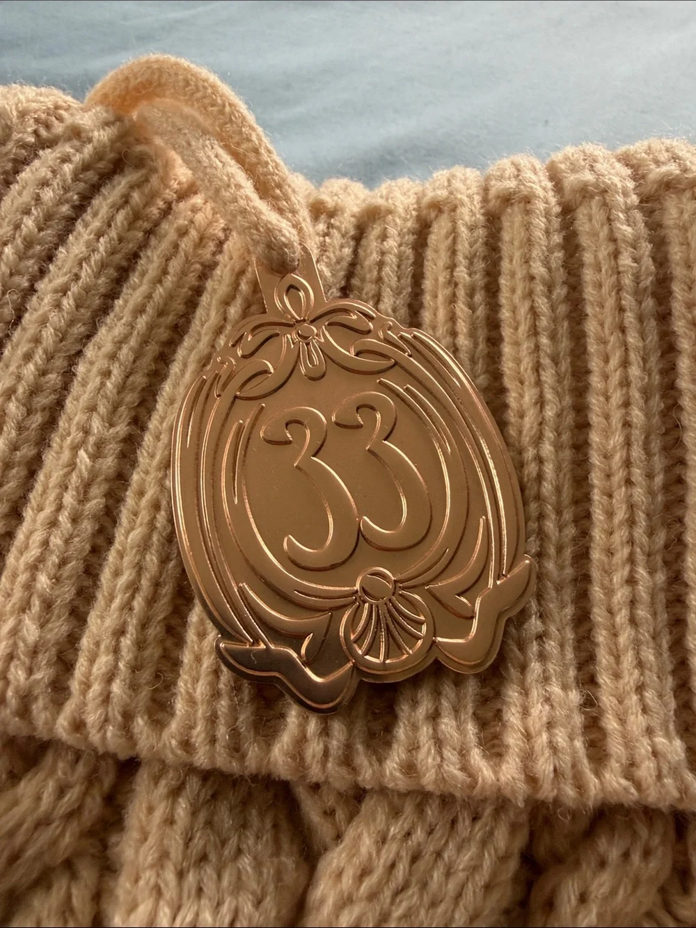 Disneyland Club 33 Knit Pom-Pom Stocking in Beige